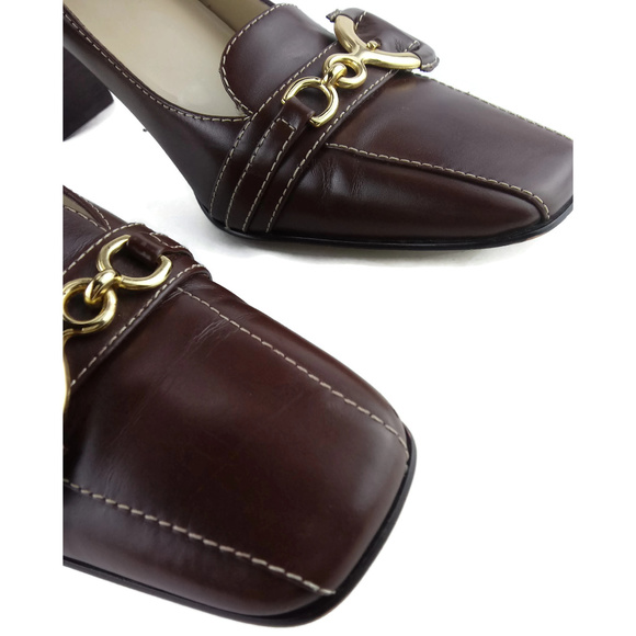 ANNE KLEIN Buckle Detail Square Toe Heeled Loafer - Picture 3 of 7